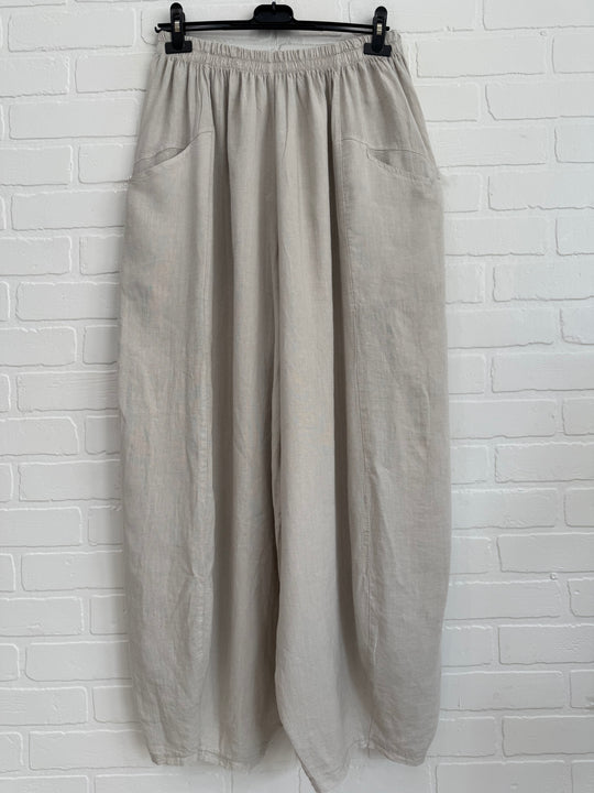 Harper Linen Blend Barrel Pants