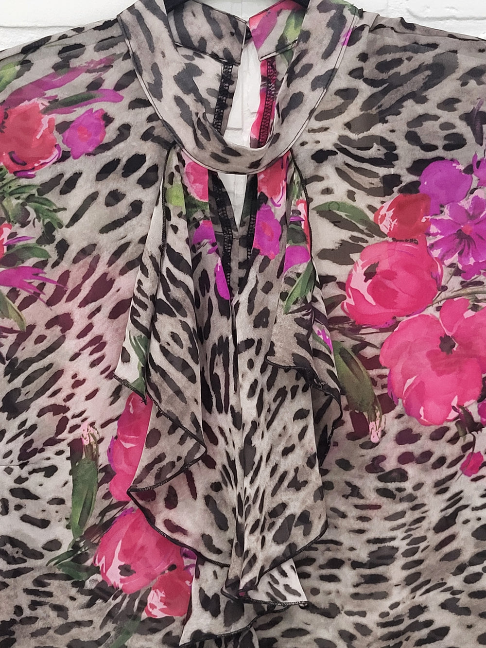 Georgette animal & flower print blouse