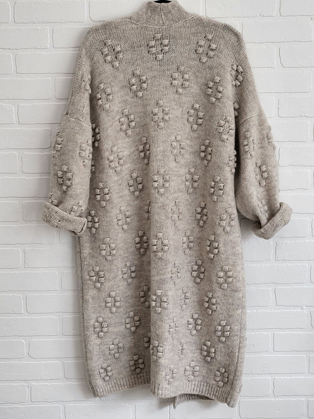 Pola popcorn open front long Cardigan