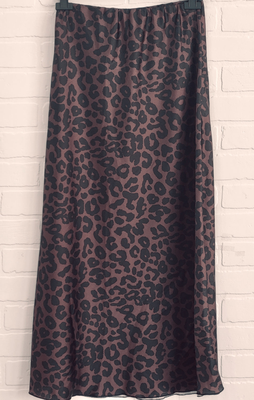 Leopard Print Satin  Skirt