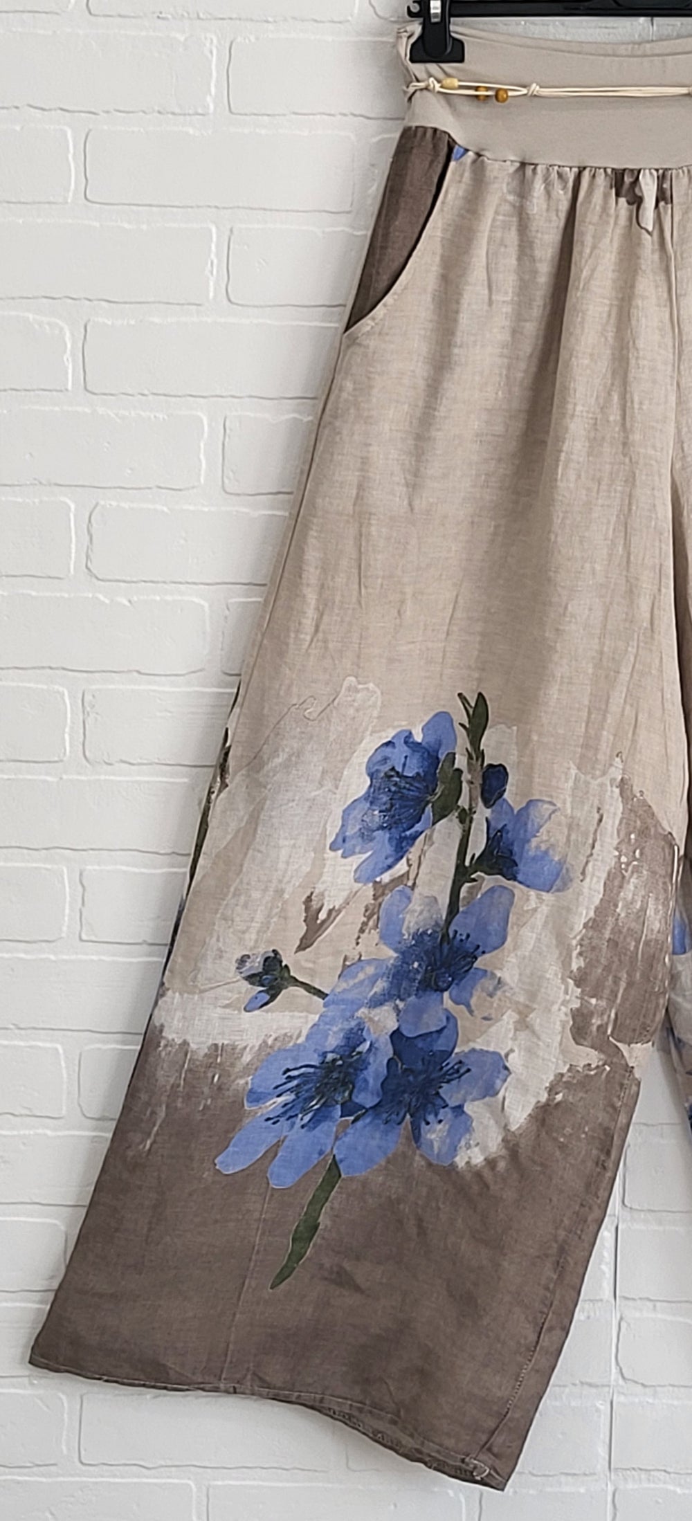 Wildflower Horizon Linen Pants – Natural Blue