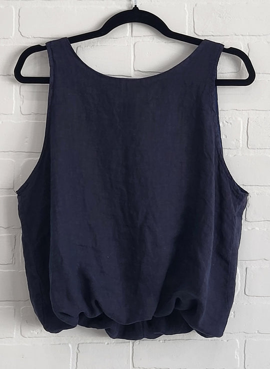 Linen Bubble-Hem  Top