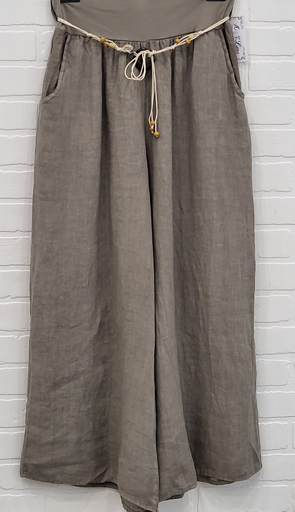 Solid Linen Wide-Leg Pants