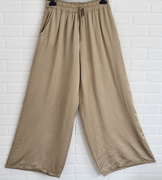 Wide Leg Satin Trousers