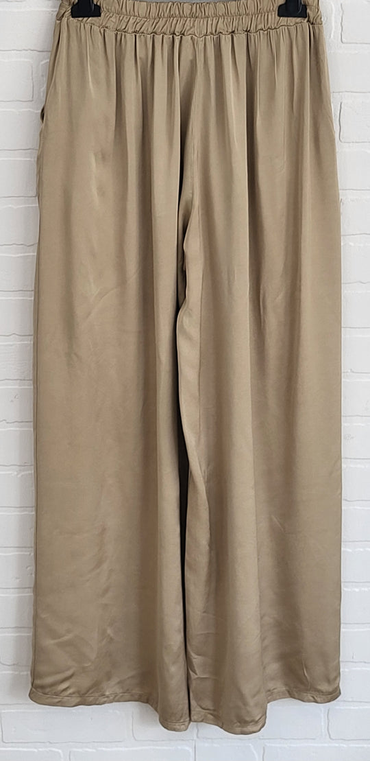 Wide Leg Satin Trousers