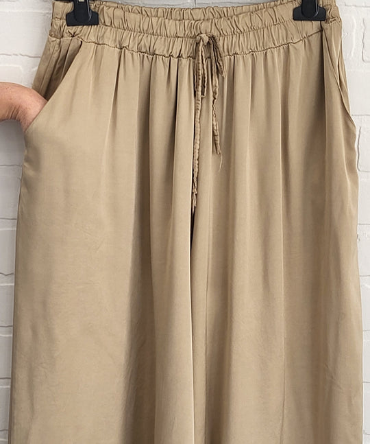 Wide Leg Satin Trousers