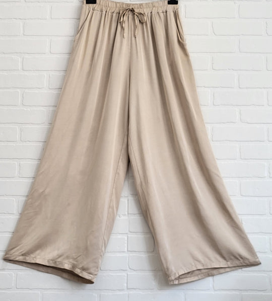 Wide Leg Satin Trousers