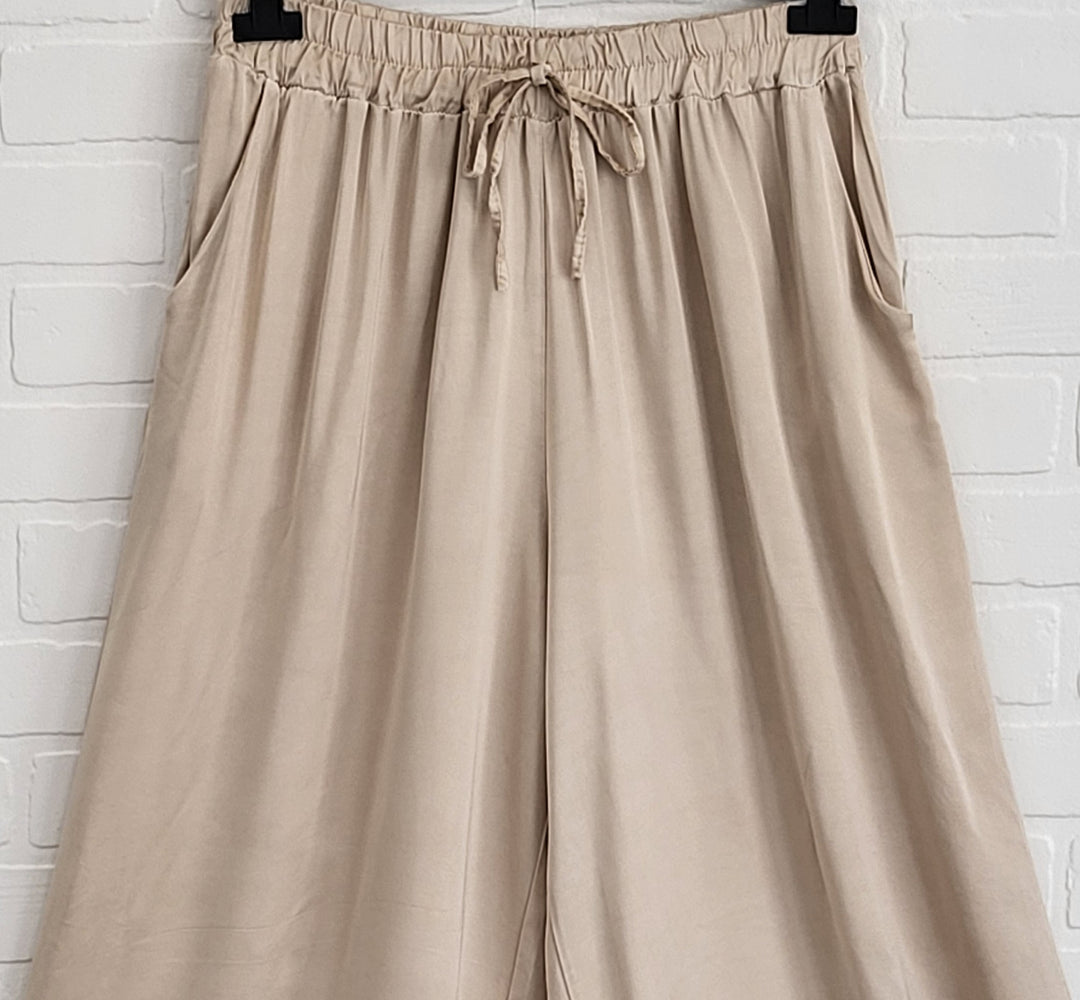 Wide Leg Satin Trousers