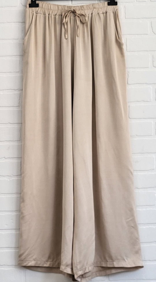 Wide Leg Satin Trousers
