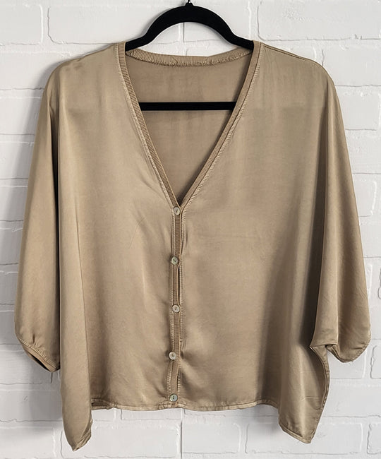 Satin Button -Down Top
