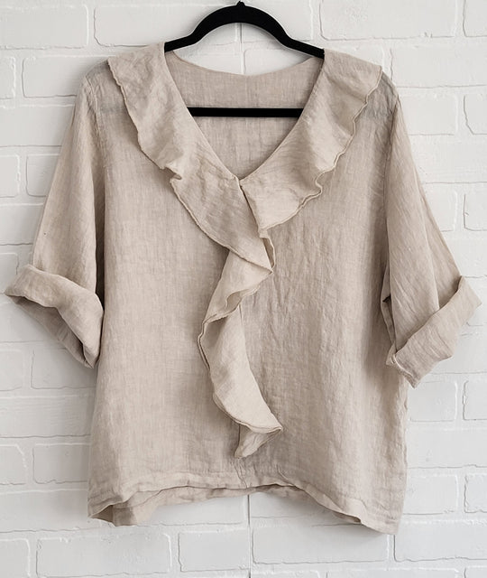 Ruffle Linen Top
