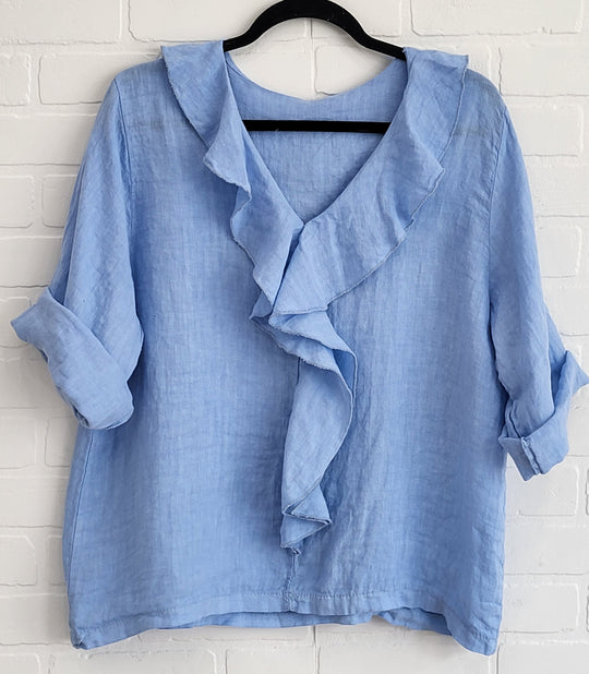 Ruffle Linen Top