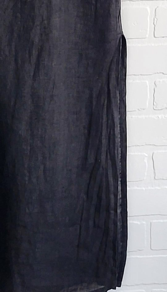 Long Linen Side Slids Skirt
