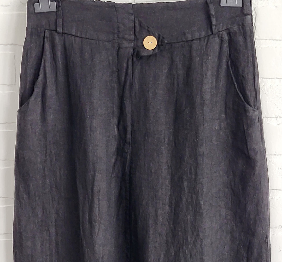 Long Linen Side Slids Skirt