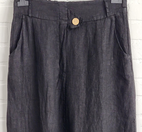 Long Linen Side Slids Skirt