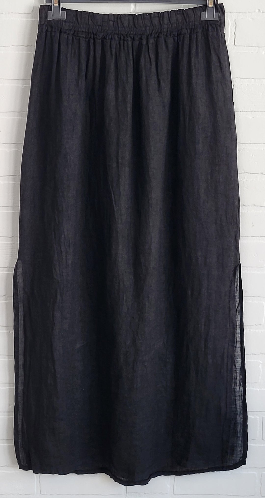 Long Linen Side Slids Skirt