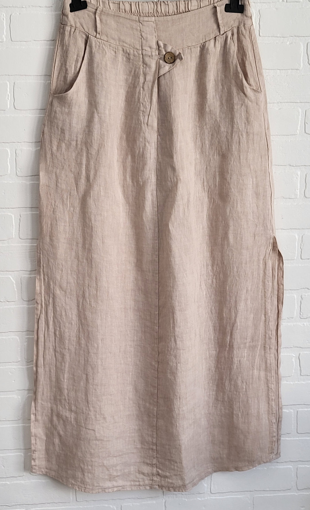 Long Linen Side Slids Skirt