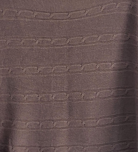 Cable Stiched Ruffle 3/4 Sleeve Knit Top