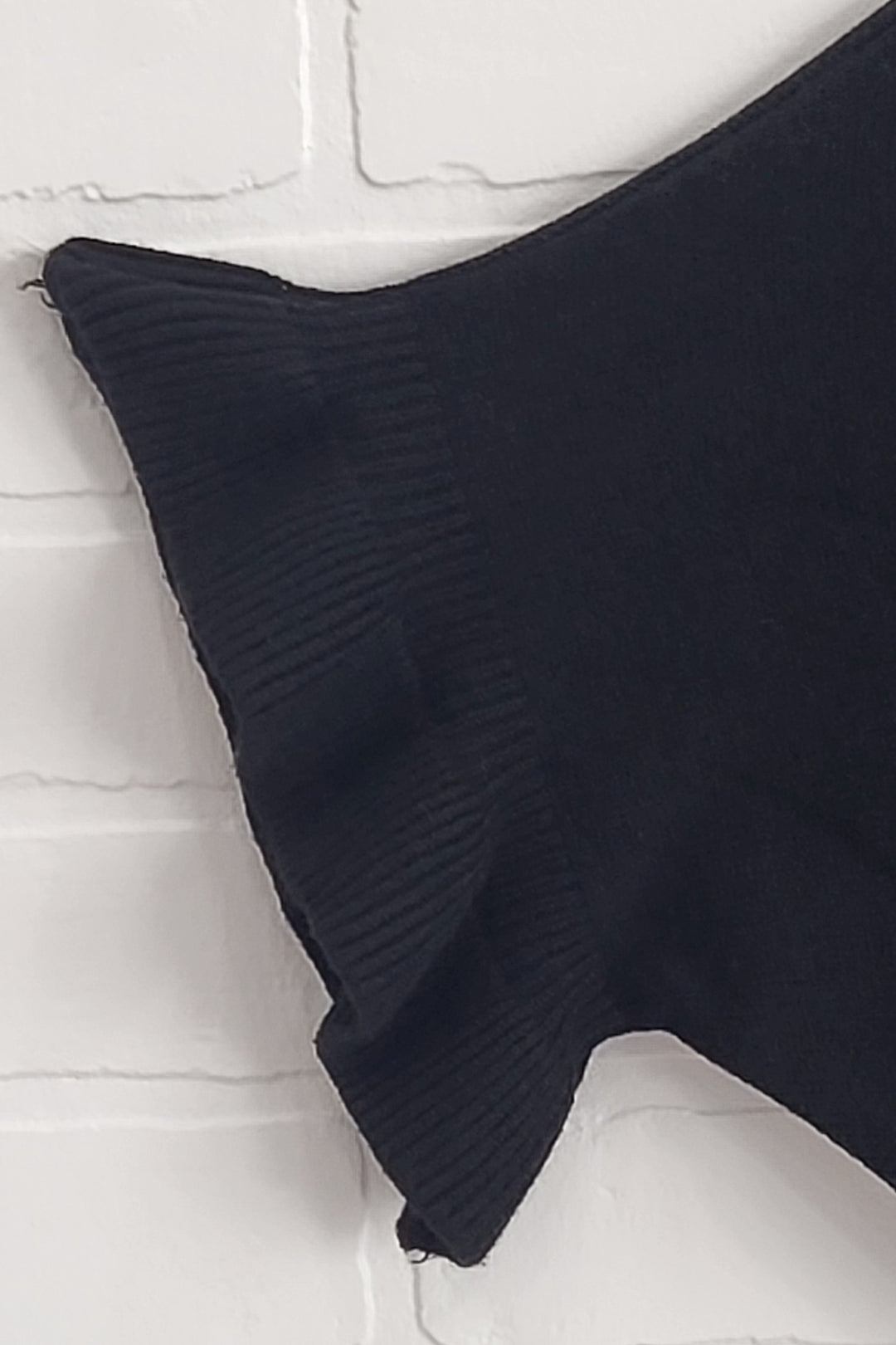 Solid Batwing 3/4 Ruffle Sleeve  Knit Top