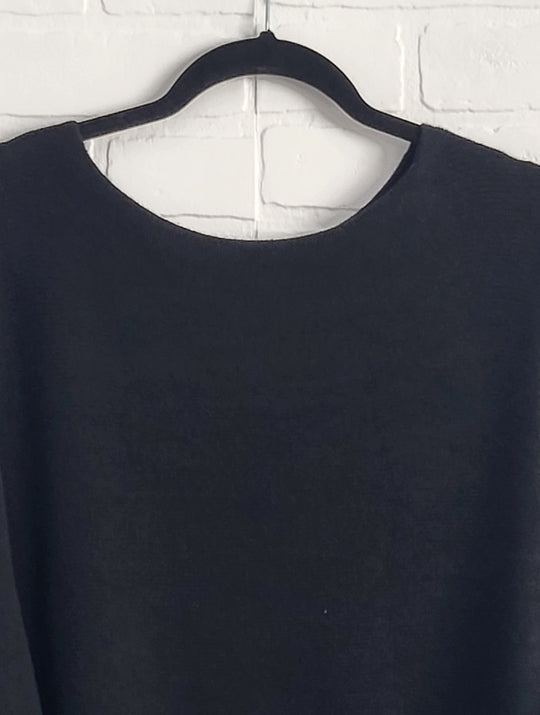 Solid Batwing 3/4 Ruffle Sleeve  Knit Top