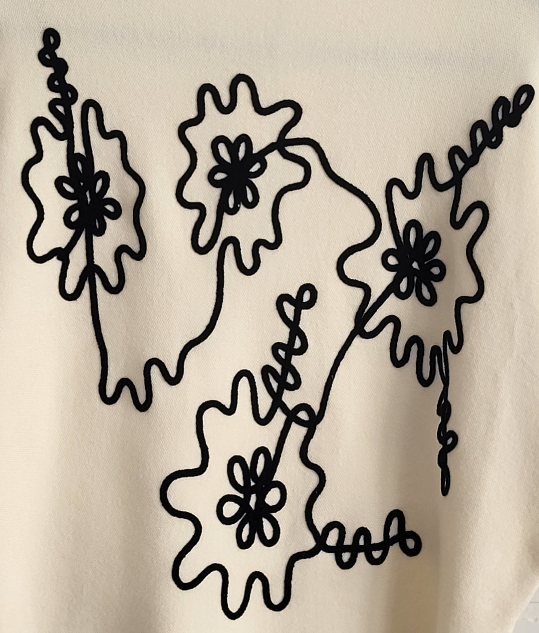 Sweater with Wite & Black Floral Design