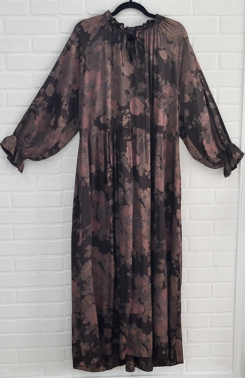 Floral Satin Midi Dress