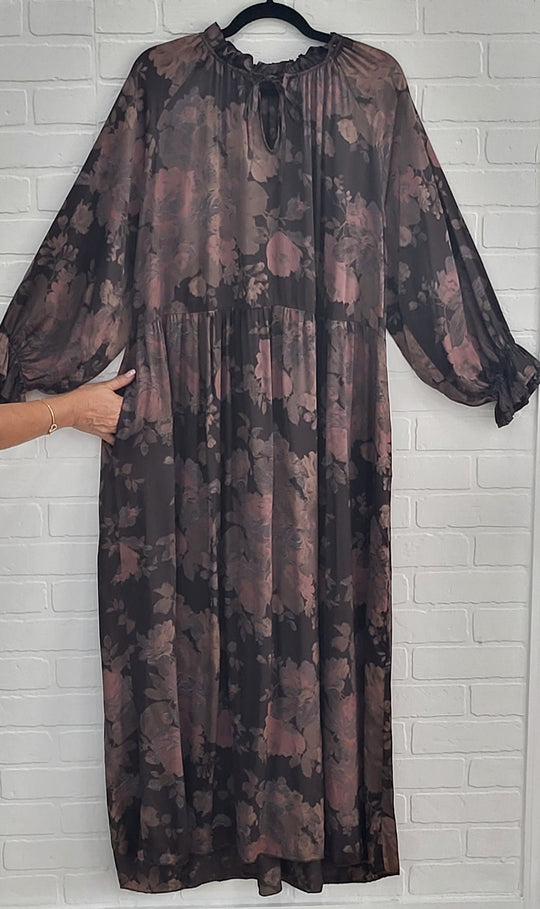 Floral Satin Midi Dress