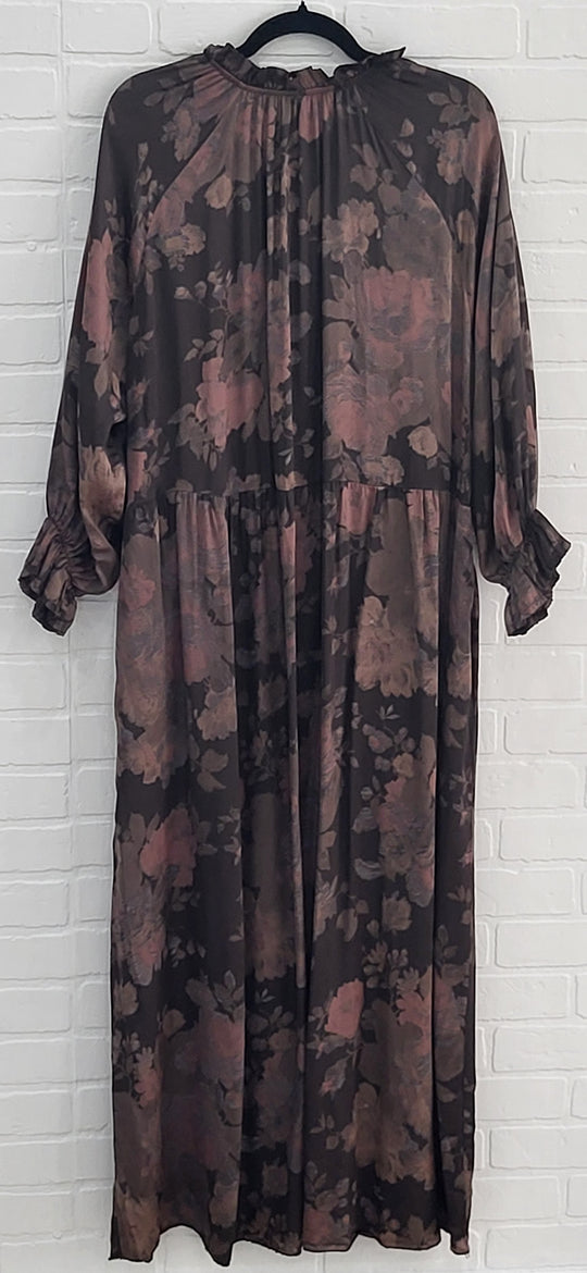 Floral Satin Midi Dress