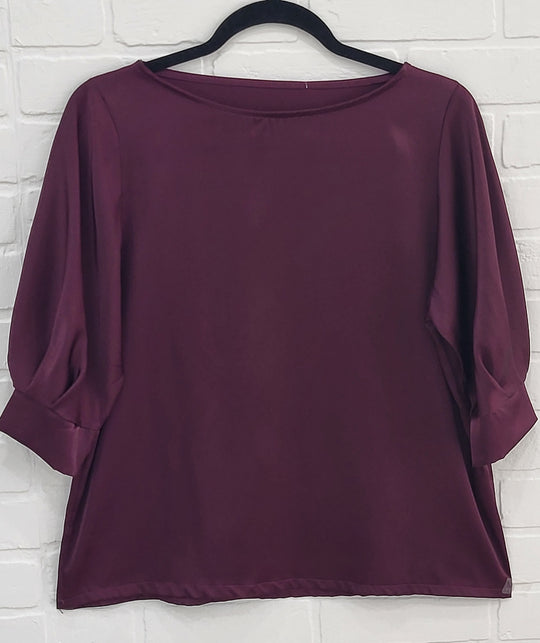 Satin Elegance 3/4 Sleeve Blouse
