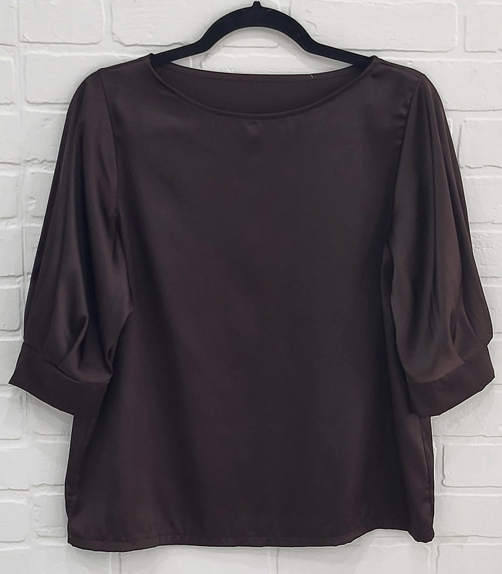 Satin Elegance 3/4 Sleeve Blouse