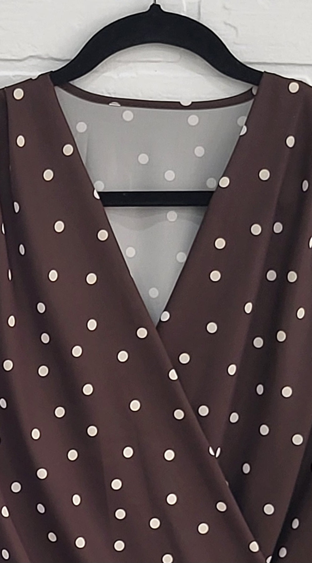 Satin Polka Dot V-Neck Blouse