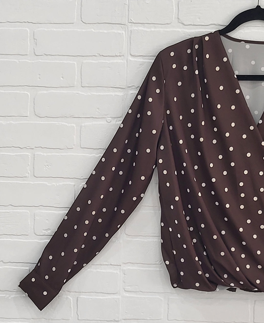 Satin Polka Dot V-Neck Blouse