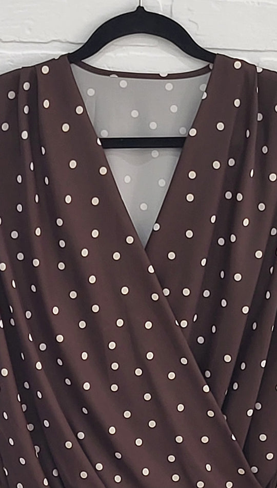 Satin Polka Dot V-Neck Blouse