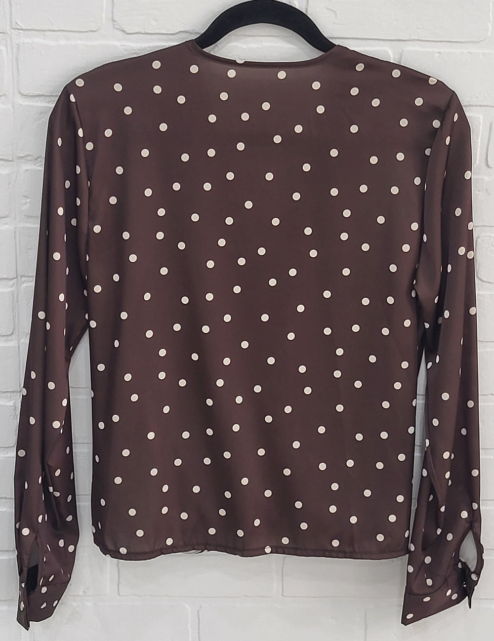 Satin Polka Dot V-Neck Blouse