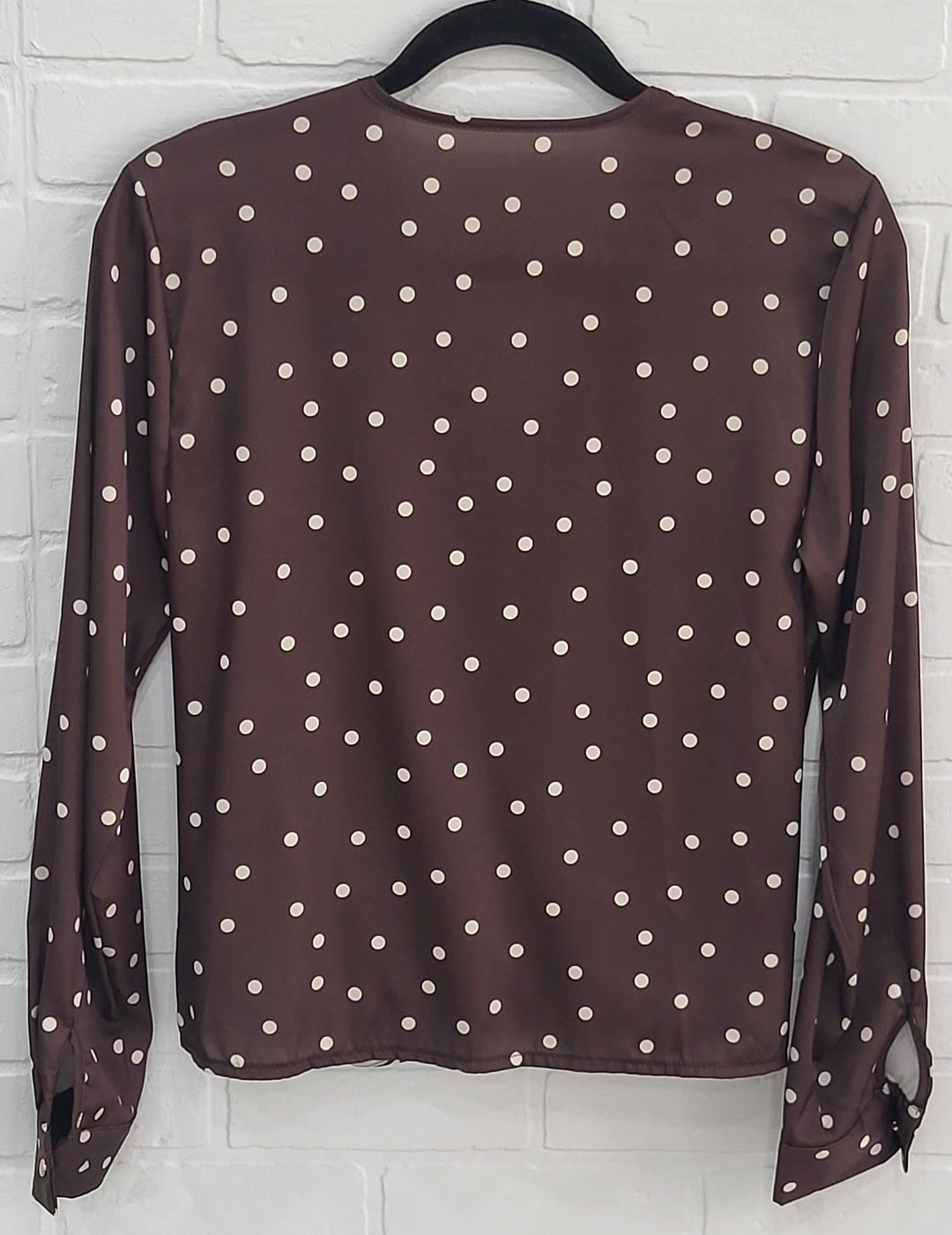 Satin Polka Dot V-Neck Blouse