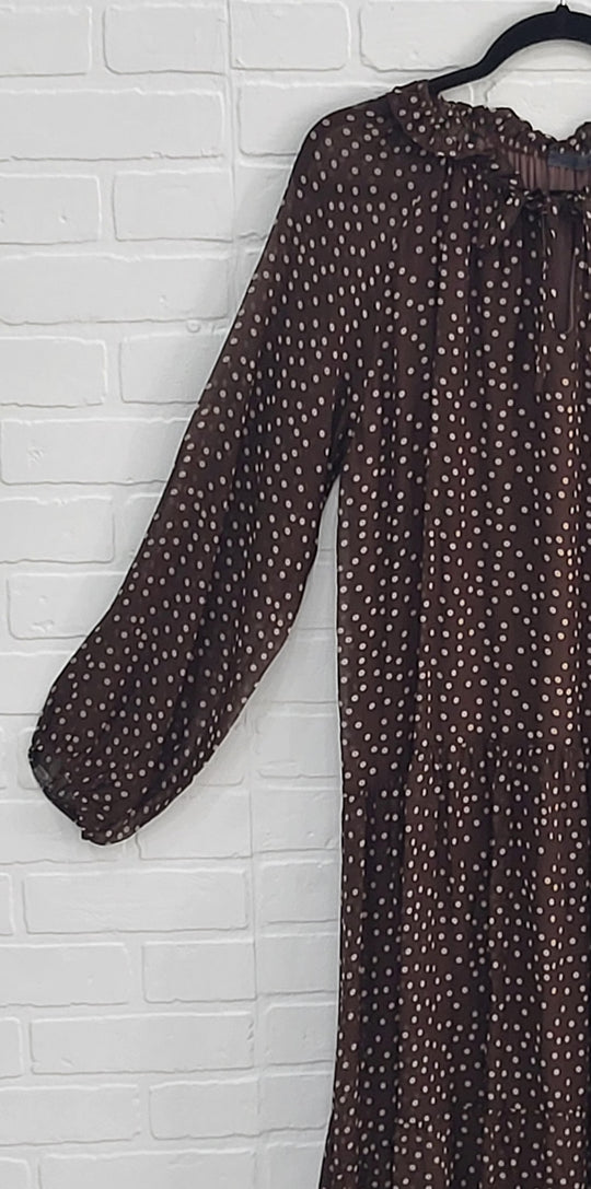 Georgette Ruffle Polka Dot Dress