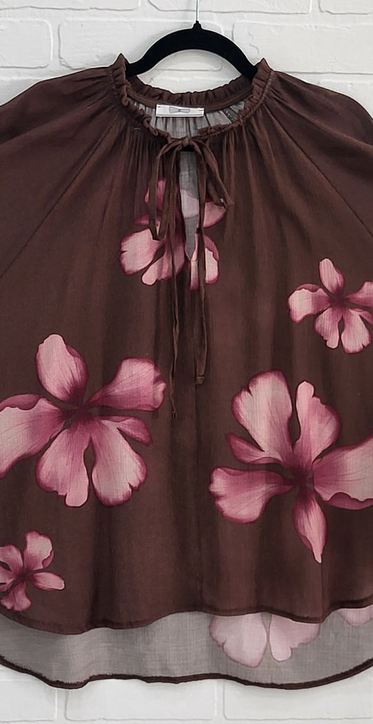 Mocha Blossom Peasant Blouse