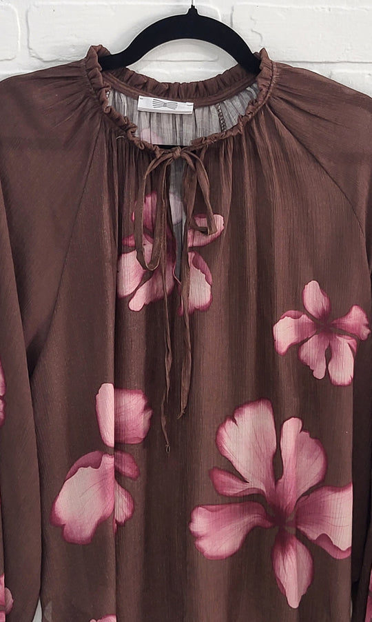 Mocha Blossom Peasant Blouse