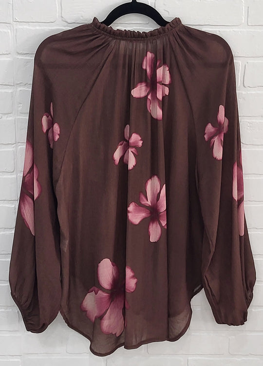 Mocha Blossom Peasant Blouse
