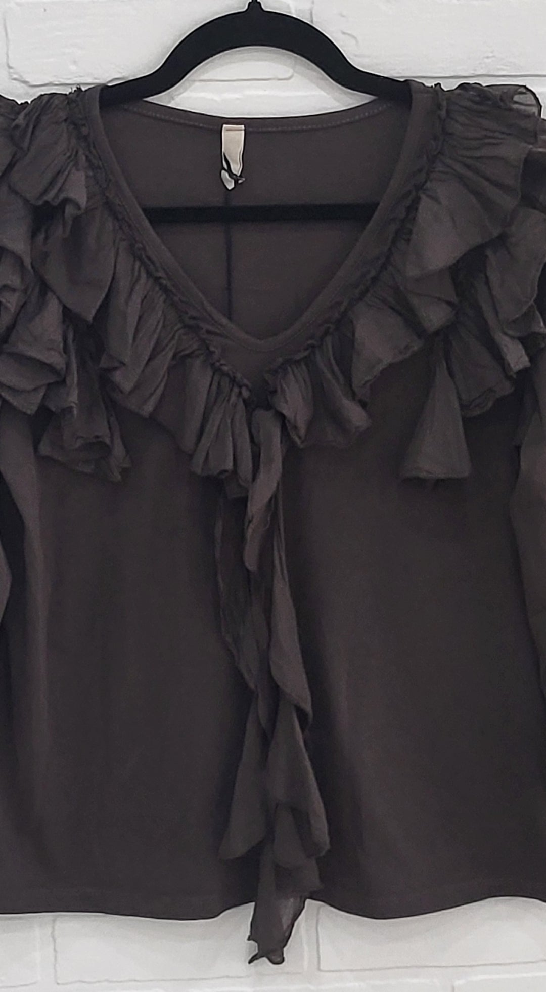 Ruffle V Neck Top by Lux Luna