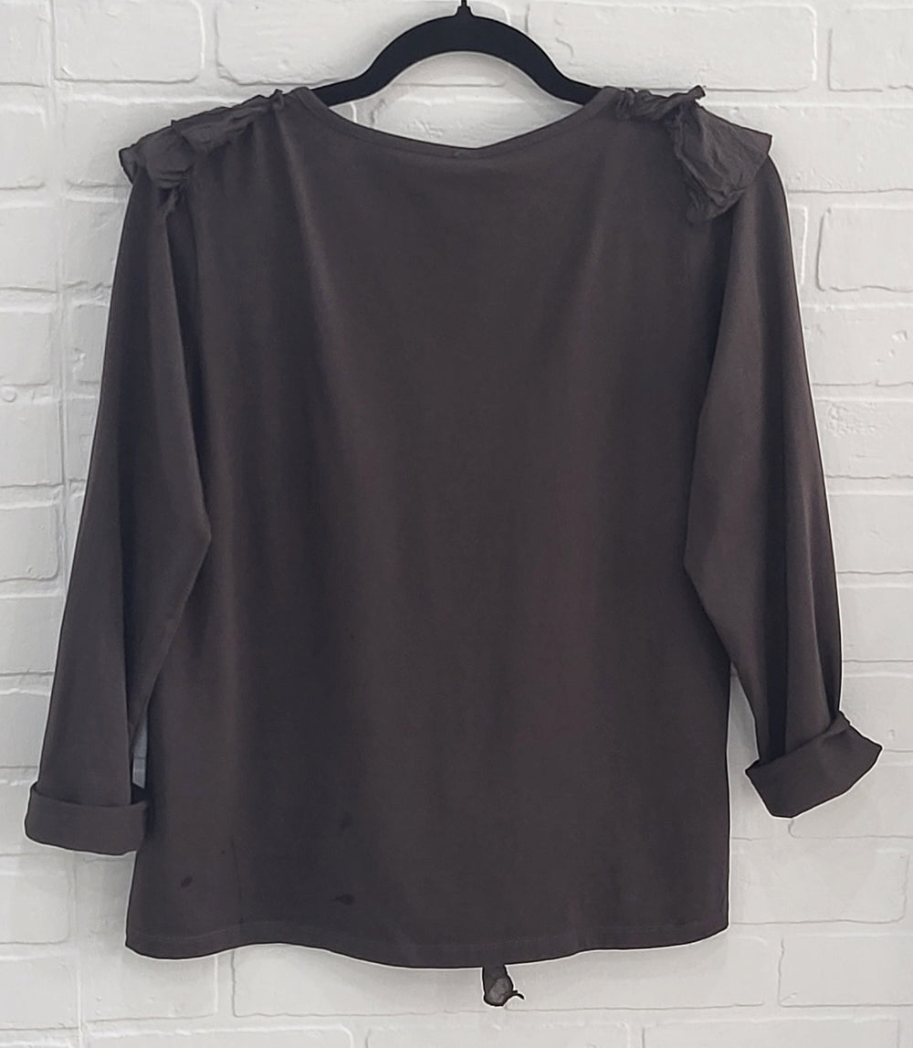 Ruffle V Neck Top by Lux Luna