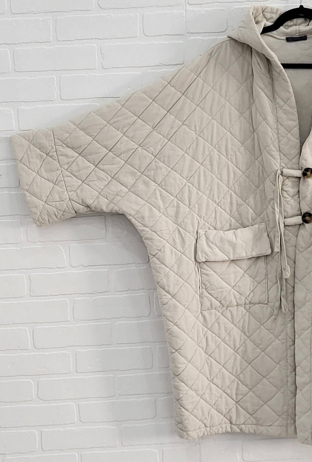 Corduroy Quilted Hooded Coat