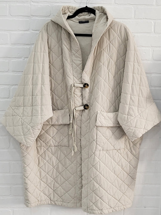 Corduroy Quilted Hooded Coat