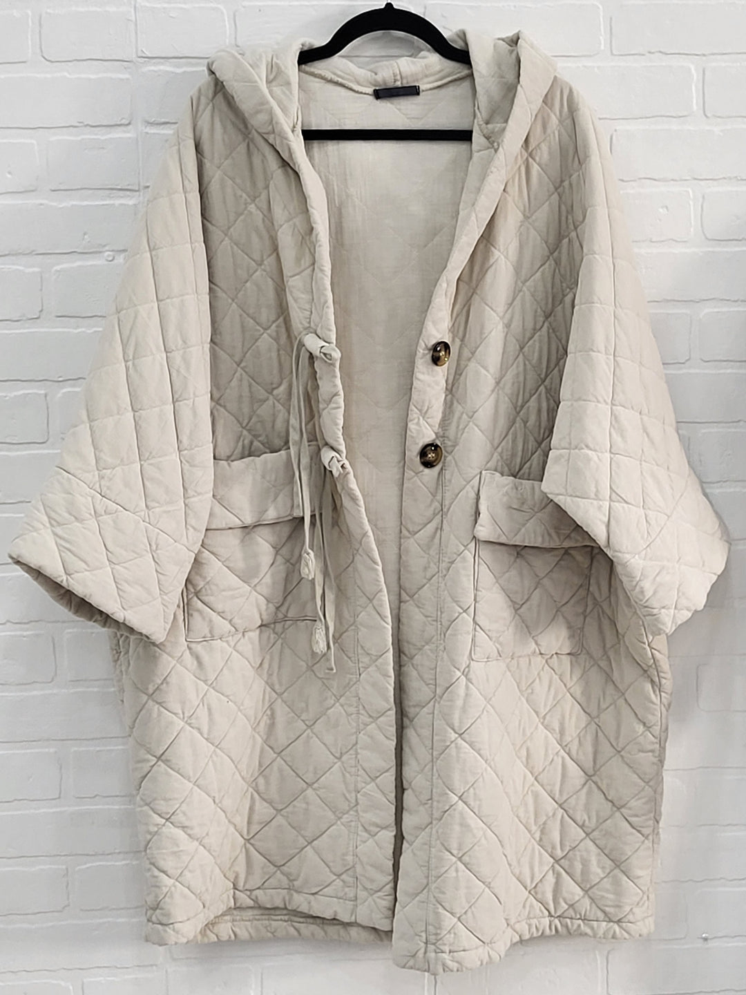 Corduroy Quilted Hooded Coat