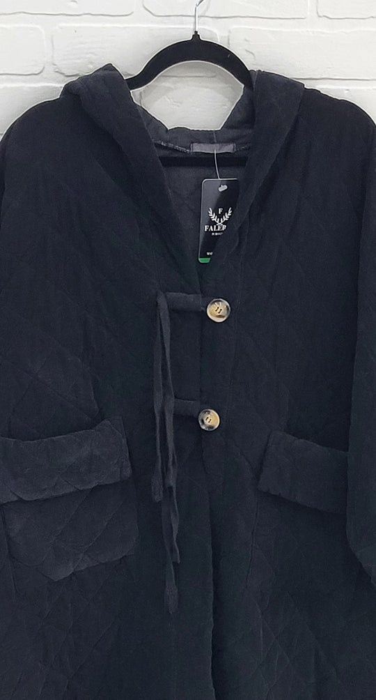 Corduroy Quilted Hooded Coat