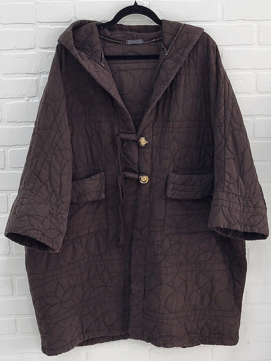 Corduroy Quilted Hooded Coat