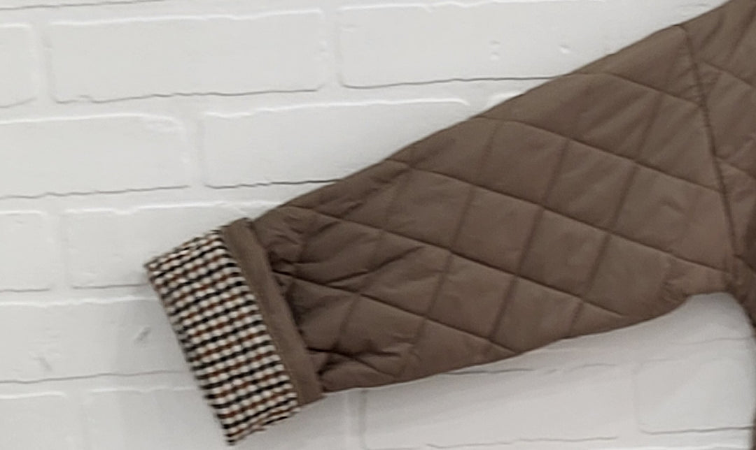 Lux Luna Quilted Hooded Coat with Check Trim