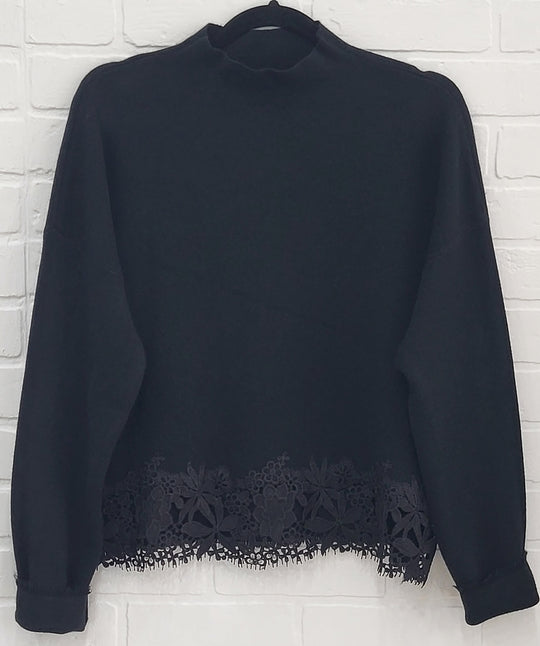 Black Mock Neck /Lace Front
