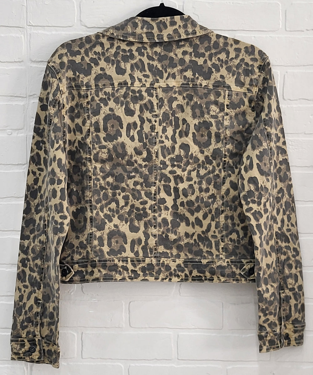 Animal print denim jacket