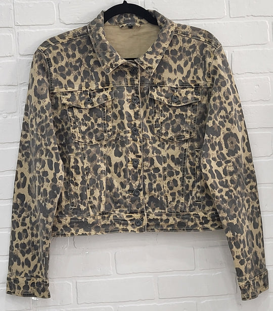 Animal print denim jacket